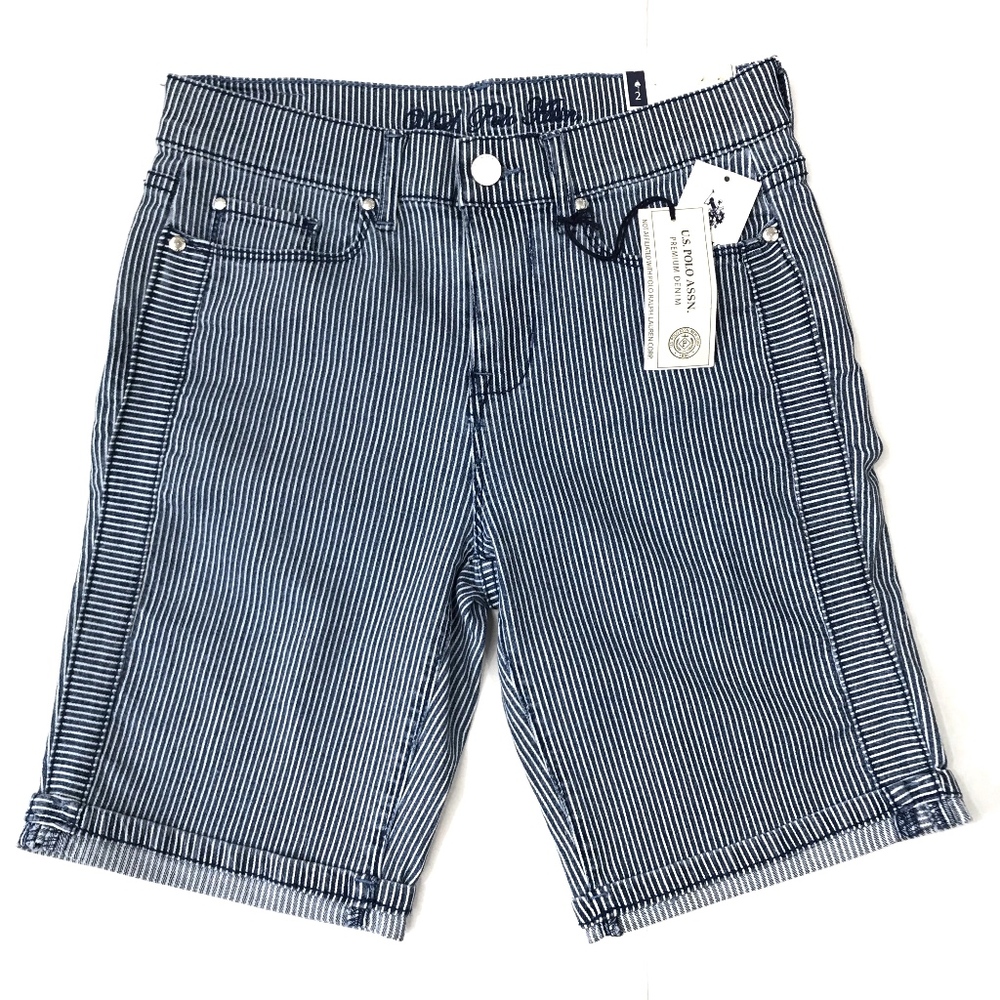 [U.S. Polo Assn.] Striped Bermuda Denim Shorts